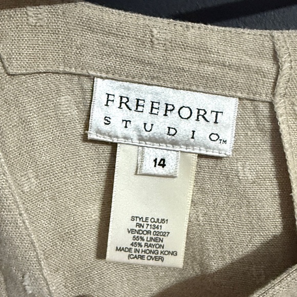 Freeport Studio Vintage Linen Blend Sleeveless Maxi Dress w/ Pockets  Size: 14 - Picture 4 of 6